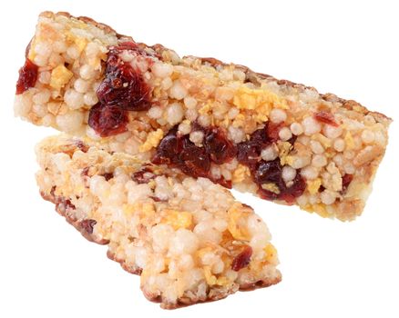 Whole-cereal bar with cranberries and puffed rice.