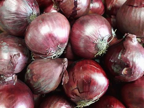 Background of raw fresh organic red onions