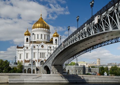 Moscow Cathedral of Christ the Saviour. View from the bridge at sunny summer day.