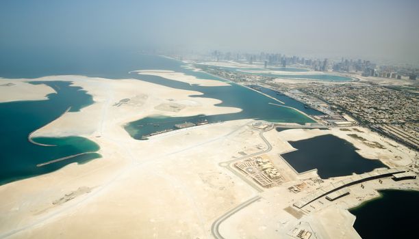 Aerial view of a new island creation near Dubai city (United Arab Emirates)