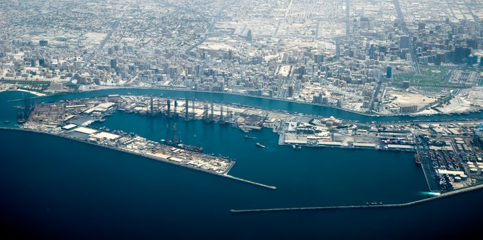 Aerial view of Dubai seaport (United Arab Emirates)