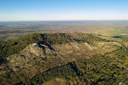 Landscape drone aerial view of Serra de Sao Mamede in Castelo de Vide, Portugal