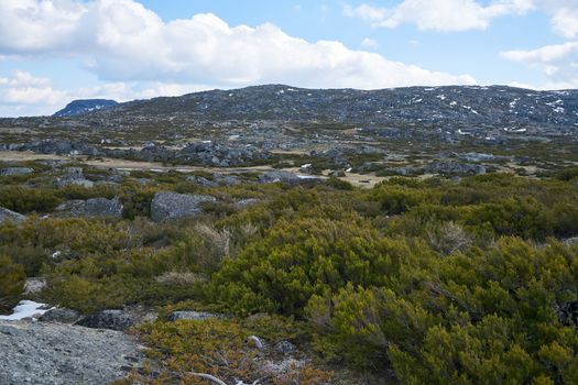 Landscape of Serra da Estrela lagoons route, in Portugal