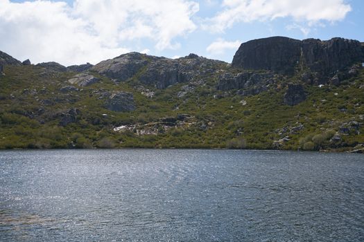 Landscape in lake Lagoa do Covao do Forno in Serra da Estrela, Portugal