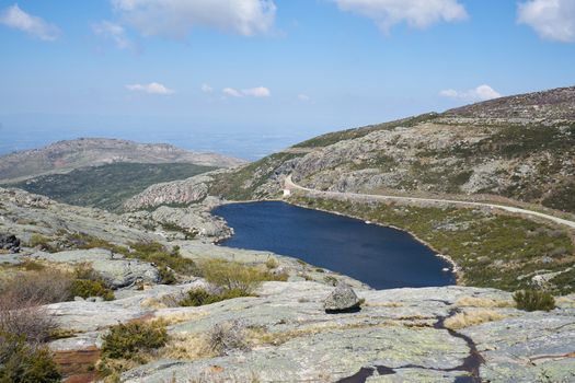 Landscape in lake Lagoa Covao do Curral in Serra da Estrela, Portugal