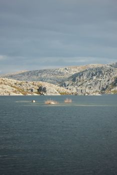 Landscape in lake Lagoa comprida lagoon in Serra da Estrela, Portugal