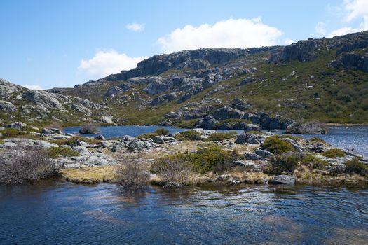 Landscape in lake Lagoa do Covao do Forno in Serra da Estrela, Portugal