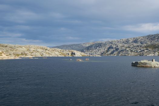 Landscape in lake Lagoa comprida lagoon in Serra da Estrela, Portugal