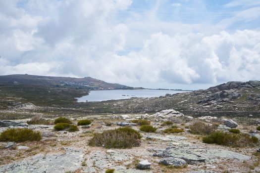 Landscape in lake Lagoa comprida lagoon in Serra da Estrela, Portugal