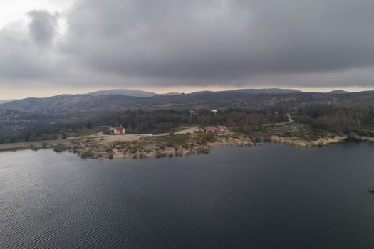 Landscape drone aerial view of Vale do Rossim in Serra da Estrela, Portugal