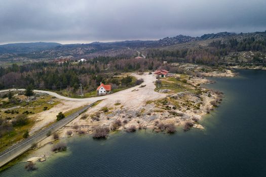 Landscape drone aerial view of Vale do Rossim in Serra da Estrela, Portugal