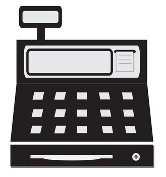 the cash register with a digital display vector illustration,  Cash Machine. cash register icon on white background. flat style. 