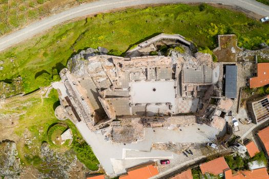 Castelo Rodrigo drone top aerial view village landscape, in Portugal