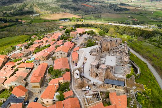 Castelo Rodrigo drone aerial view village landscape, in Portugal