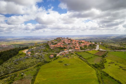 Castelo Rodrigo drone aerial view village landscape, in Portugal