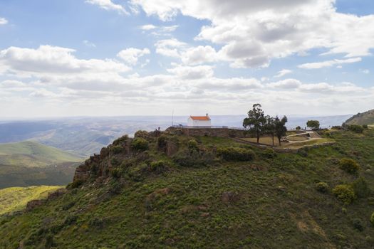 Castelo Melhor drone view from miradouro de Sao Gabriel viewpoint, in Portugal