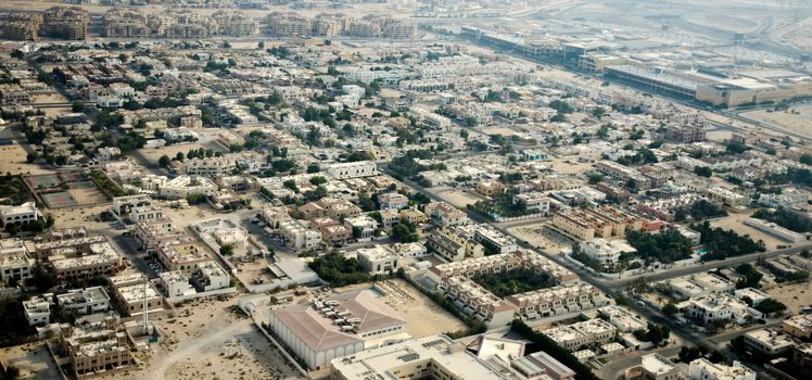 Aerial view of apartment houses in Dubai city (United Arab Emirates)