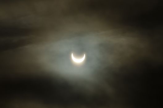 The final stage of the solar eclipse in Europe at the beginning of the January, 2011