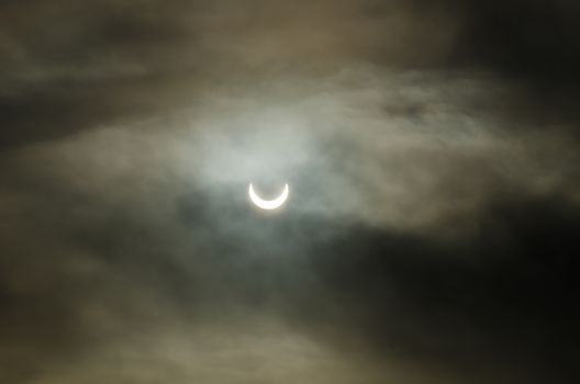 The final stage of the solar eclipse in Europe at the beginning of the January, 2011