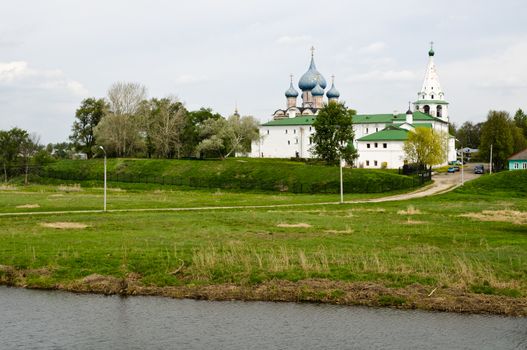 River view to the ancient kremlin in the Russian Suzdal town  (XII century)