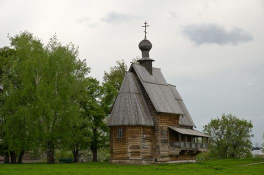 Ancient rural Russian christian church on a hill in Suzdal town