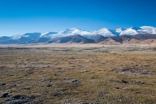 The snowy outskirts of Qinghai Lake near Hainan city, Tibet