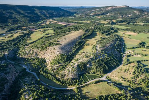 Picturesque view of green hills and cultivated land of Provence, France