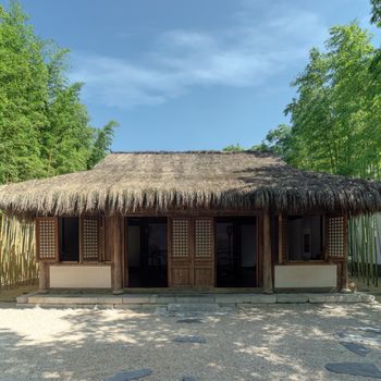 Ancient farmhouse, view of architecture in Suzhou Museum. Photo in suzhou, China.