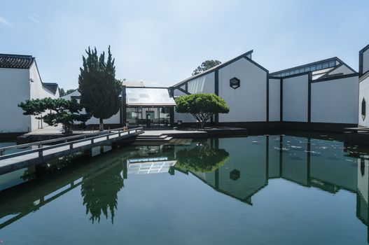 View of architecture in Suzhou Museum. Shot in suzhou, China.