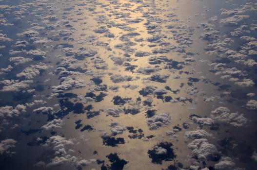 Aerial view of the group of cumulus clouds over Red Sea