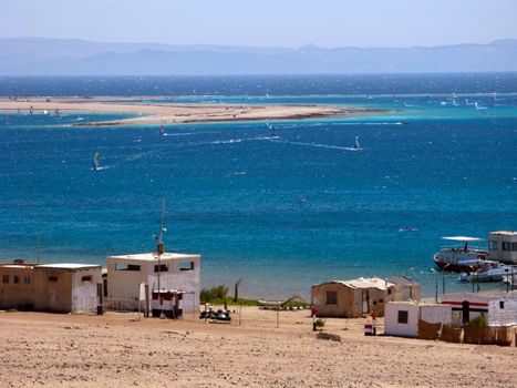 General view of the Dahab's gulf and spit from the mountains