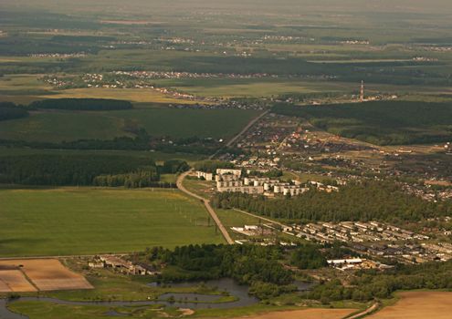 This is a Moscow suburbs picture from bird's eye view.