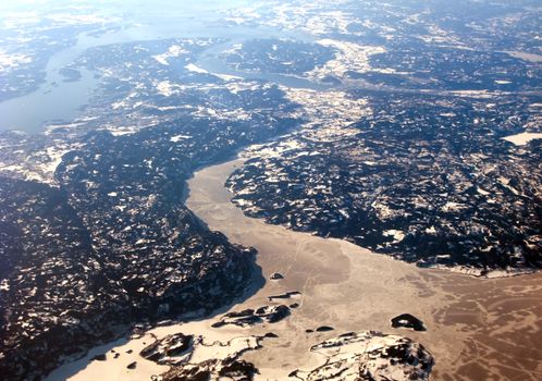 Aerial view of the scandinavian fiords