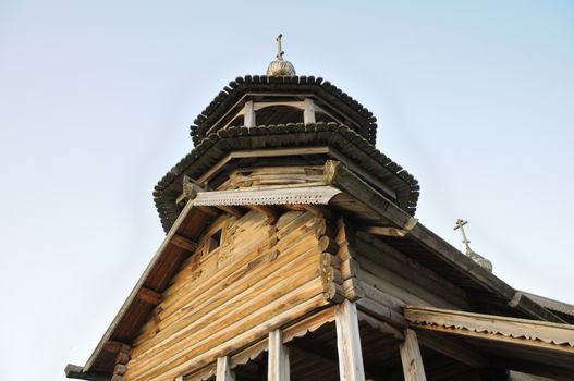 This is the picture of the old rural Russian christian church on a hill