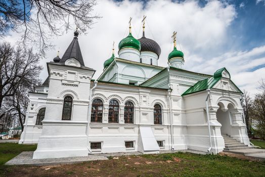 Close view of the Feodor Studit Cathedral at Fedorovsky monastery, Pereslavl-Zalessky, Russia