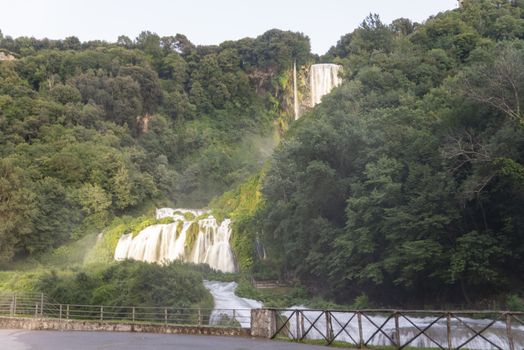 marmore waterfall the highest in europe in the early evening