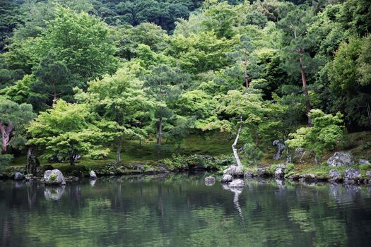 Japanese garden in kyoto japan