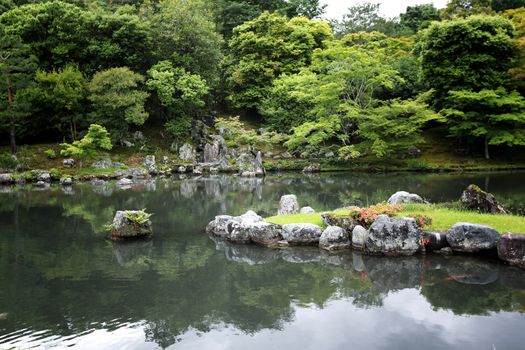 Japanese garden in kyoto japan