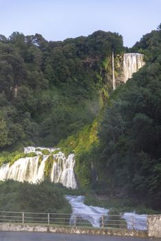 marmore waterfall the highest in europe in the early evening