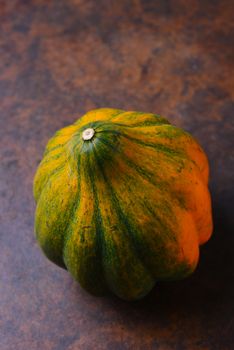 High angle still life of an Acorn Squash.