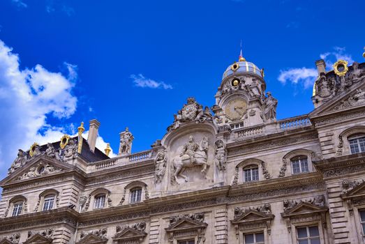 The Hotel de Ville, the city hall of Lyon, France, on a sunny day.