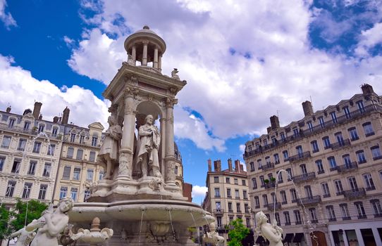 The fountain on Place des Jacobins in the heart of Lyon, France.