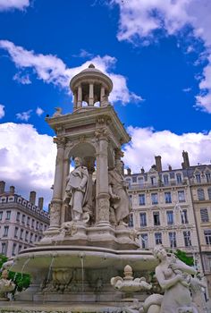 The fountain on Place des Jacobins in the heart of Lyon, France.