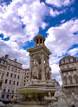 The fountain on Place des Jacobins in the heart of Lyon, France.