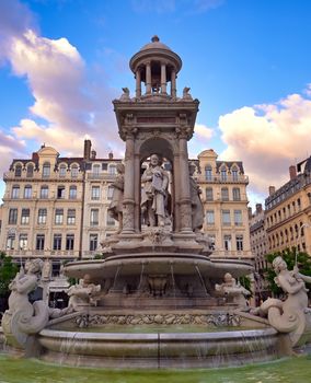 The fountain on Place des Jacobins in the heart of Lyon, France.