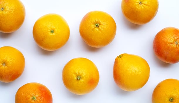  Grapefruits on white background. Top view