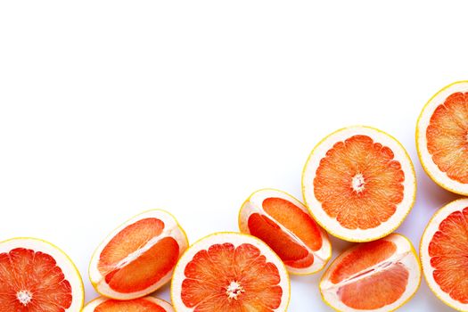 High vitamin C. Juicy grapefruit on white background.