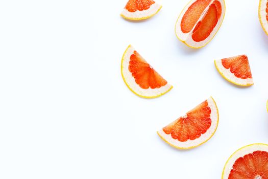 High vitamin C. Juicy grapefruit on white background.