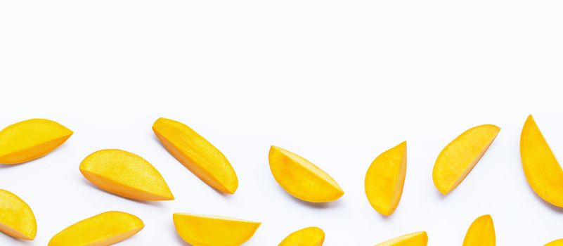 Tropical fruit, Mango  on white background. Top view