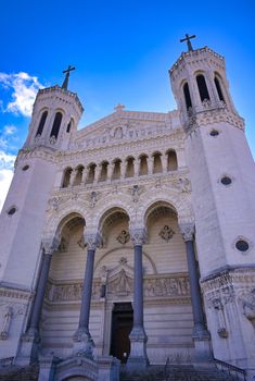 The Basilica of Notre Dame de Fourviere overlooking Lyon, France.